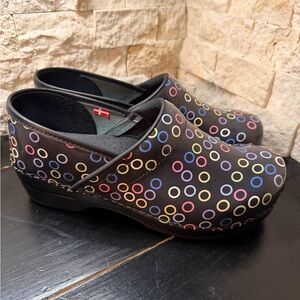 SANITA Clogs Circle Design Leather Medical Nursing Danish Women’s 40